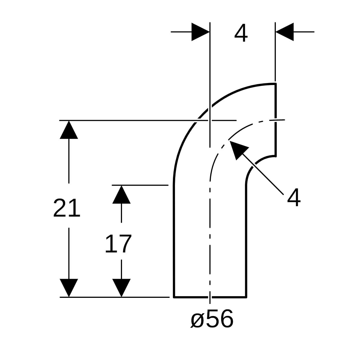 Geberit PE Bogen mit langem Schenkel: 90°