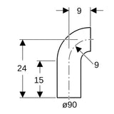 Geberit PE Bogen mit langem Schenkel: 90°