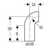 Geberit PE Bogen mit langem Schenkel: 90°