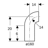 Geberit PE Bogen mit langem Schenkel: 90°