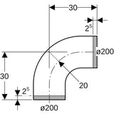 Geberit PE Segmentbogen: 90°, d=200mm
