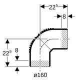 Geberit Silent-db20 Bogen mit langem Schenkel: 88.5°, d=160mm