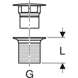 Geberit Ablaufventil mit freiem Auslauf und Ventilabdeckung: hochglanz-verchromt, L=5cm