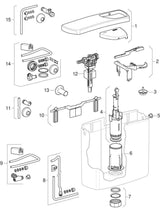 Geberit AP140 AP-Spülkasten Spül-Stopp-Spülung, Kunststoff, Außengewinde 1/2 Zoll, Spülvolumen 6 - 9 l, mit Eckventil, Bedienung Hebel, Geräuschklasse Füllventil Gruppe I, <=20 dB(A)