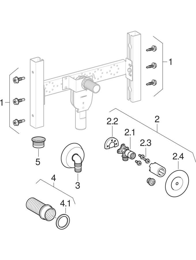 GE Duofox Traversenelement WM Wandarmatur AP, mit UP-Siphon