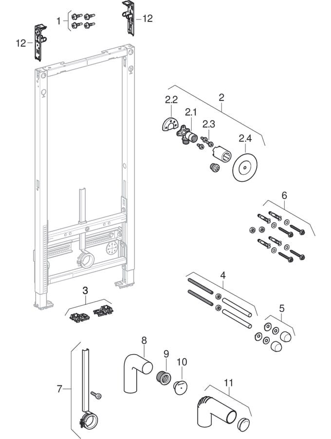 Geberit Duofix Element f. Bidet, 82 cm universell
