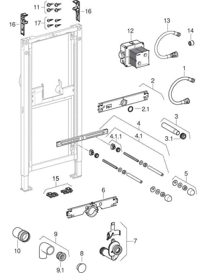 GE Duofix Element f. Urinal, 112-130 cm universell