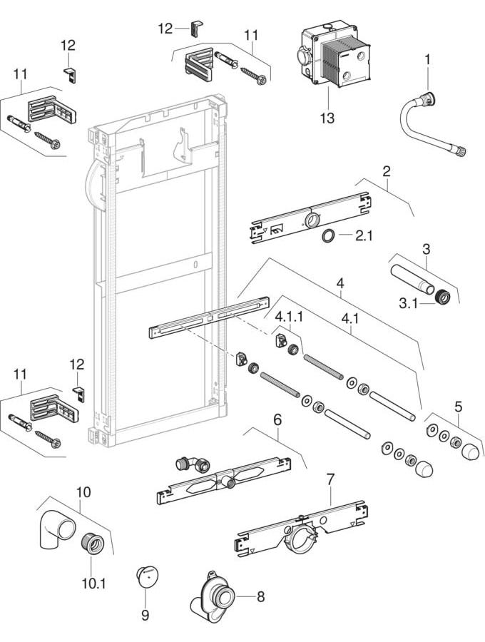Geberit Kombifix Element für Urinal, 109–127 cm, universell