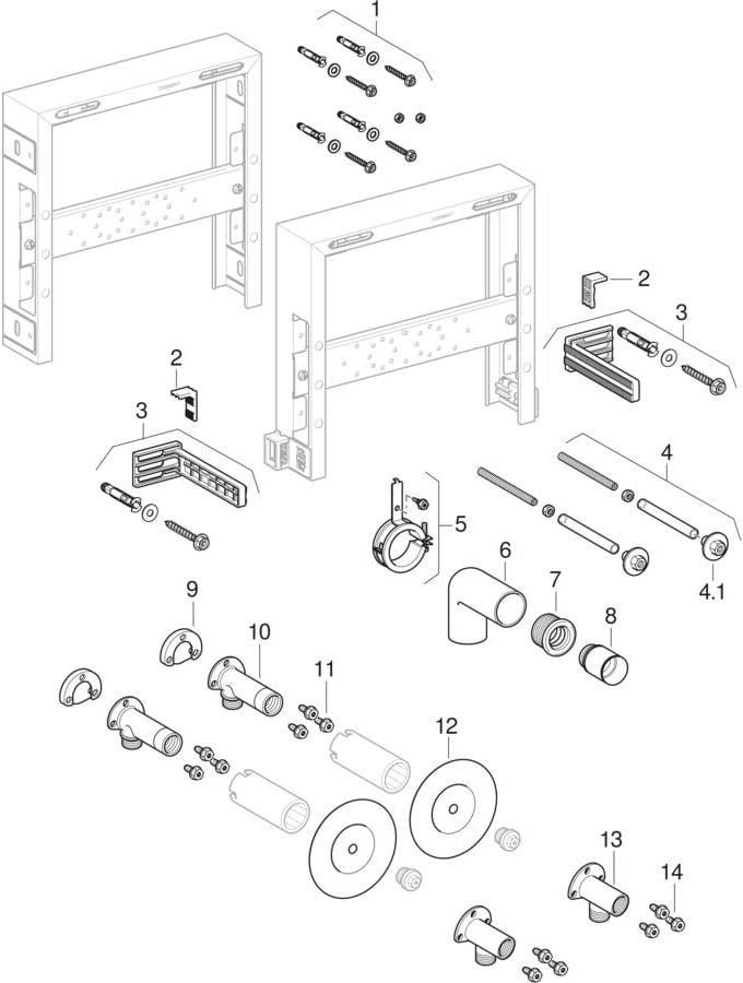 Geberit Kombifix Element für Waschtisch, Standarmatur