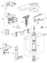 Geberit AP140 AP-Spülkasten Spül-Stopp-Spülung, Kunststoff, Außengewinde 1/2 Zoll, Spülvolumen 6 - 9 l, mit Eckventil, Bedienung Hebel, Geräuschklasse Füllventil Gruppe I, <=20 dB(A)