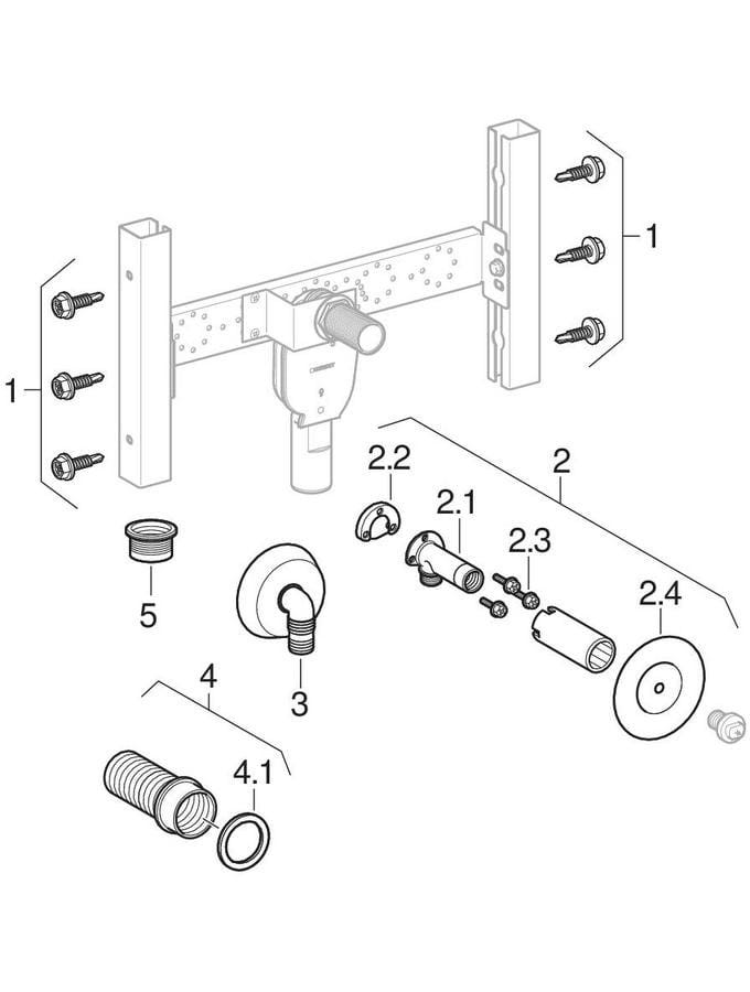 GE Duofox Traversenelement WM Wandarmatur AP, mit UP-Siphon
