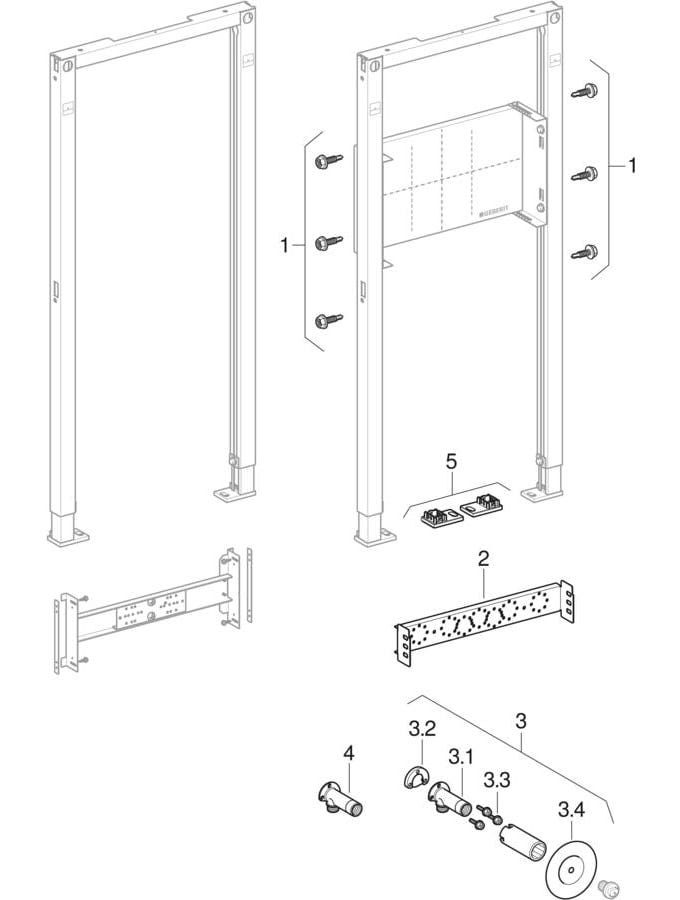 Geberit Duofix Traverse für Wandarmatur AP, variable Armaturenposition
