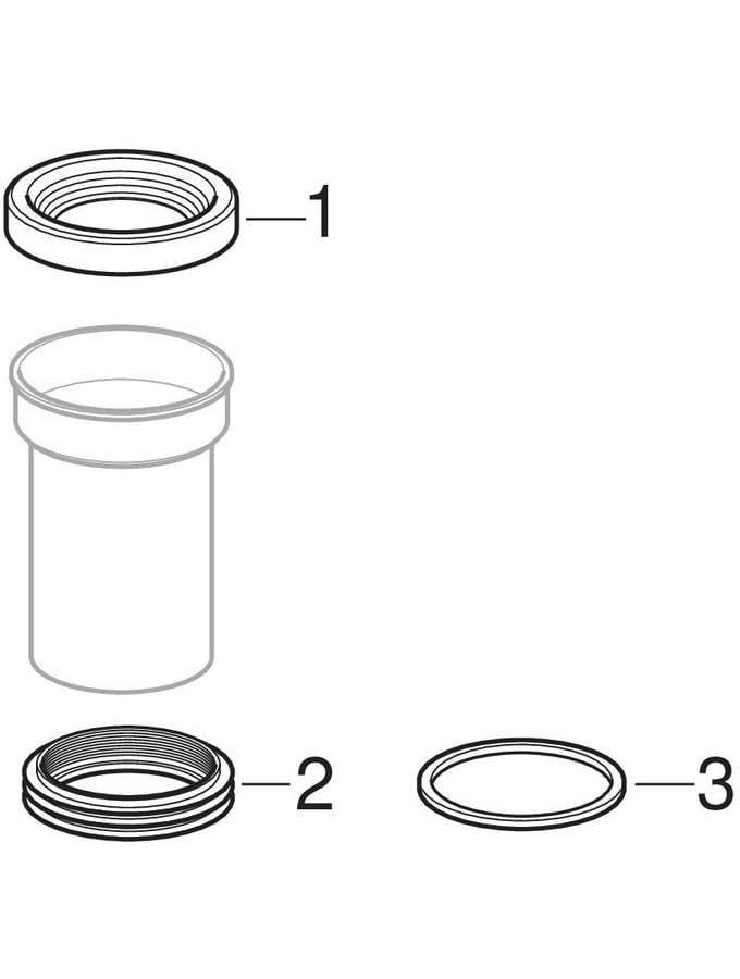 Geberit Anschlussstutzen mit Manschette und Lippendichtungen: d=110mm, d1=120–125mm, schwarz