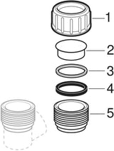 Geberit PE Gewindestutzen mit Quetschverschraubung aus Polyethylen (PE-80), schwarz, gerade, mit EPDM-Dichtung