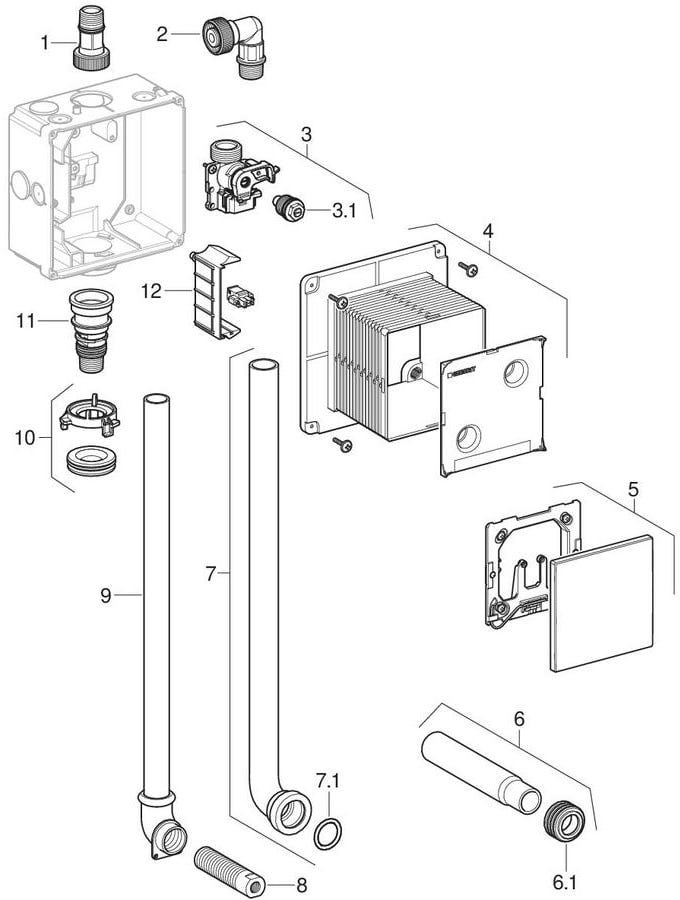 Geberit Kombifix Element für Urinal, 109–127 cm, universell