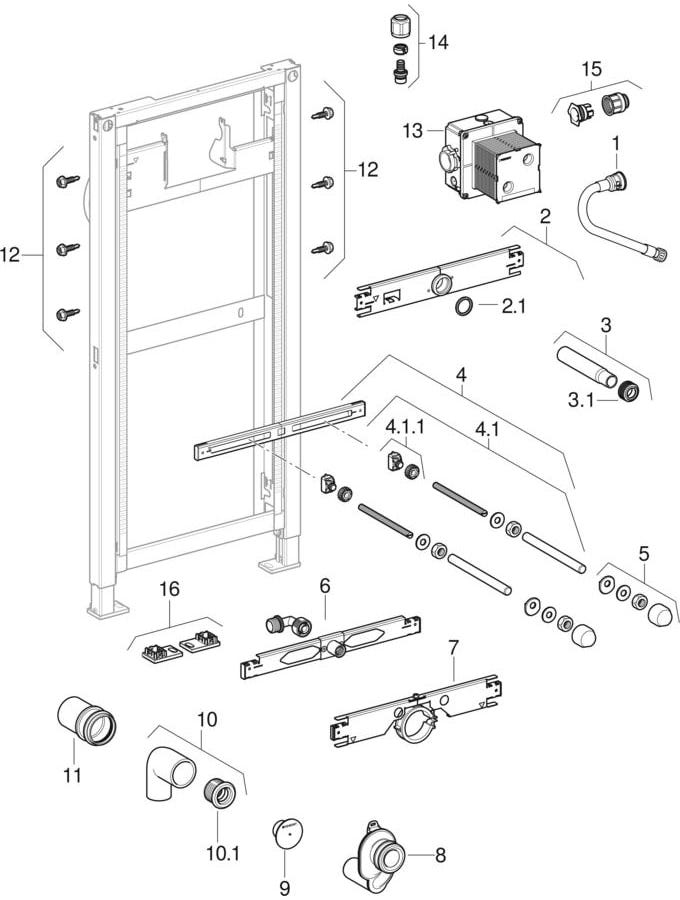 Geberit Duofix Element Urinal 112-130 cm Universal für Sprühkopf