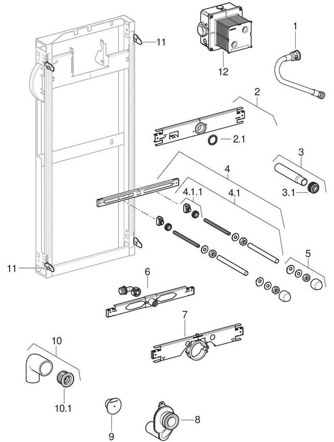 Geberit GIS Element für Urinal, 114 cm, universell