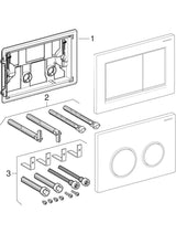 Geberit Omega20 (ex Omega30) Betätigungsplatte für 2-Mengen-Spülung, Square, Kunststoff, pneumatisch, mit zwei Tasten, geeignet für Wandklosetts
