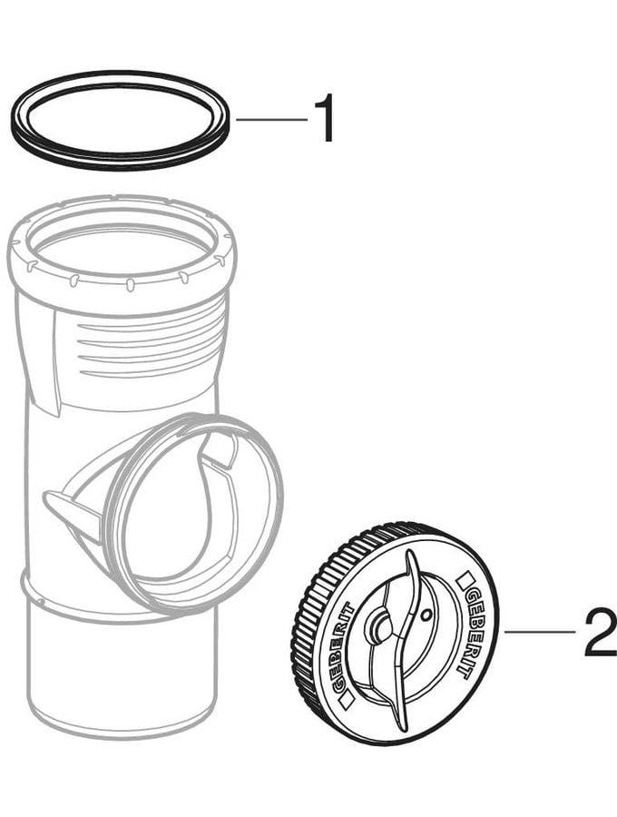 Geberit Silent-Pro Reinigungsstück 90° mit Serviceöffnung