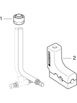 Geberit Mepla Metallrohr-Anschlussbogen 90° mit Dämmbox und Anschlussverschraubung für Eurokonus: Werkstoff=Messing / Kupfer, d=16mm, d1=15mm, L1=30cm, vernickelt