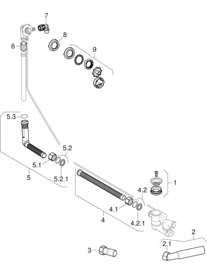 GEBERIT Badewannenablauf Rohbau-Set UNIVERSAL TOP