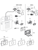Geberit WC-Steuerung elektronisch, Netzbetrieb, für Sigma UP-Spülkasten 12 cm, mit Sigma10 Betätigungsplatte, Round, automatisch / berührungslos: Platte: weiß, Designringe: hochglanz-verchromt