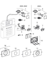 Geberit WC-Steuerung elektronisch, Netzbetrieb, für Sigma UP-Spülkasten 12 cm, mit Sigma10 Betätigungsplatte, Round, automatisch / berührungslos, verschraubbar: Platte: gebürstet, easy-to-clean-beschichtet, Designring: poliert