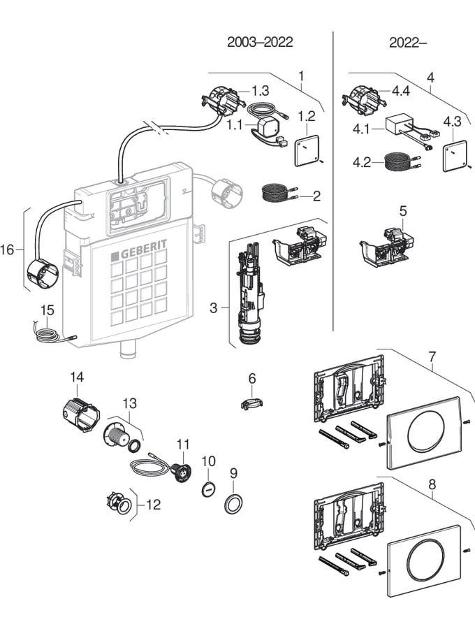 Geberit WC-Steuerung elektronisch, Netzbetrieb, für Sigma UP-Spülkasten 12 cm, für externen Taster