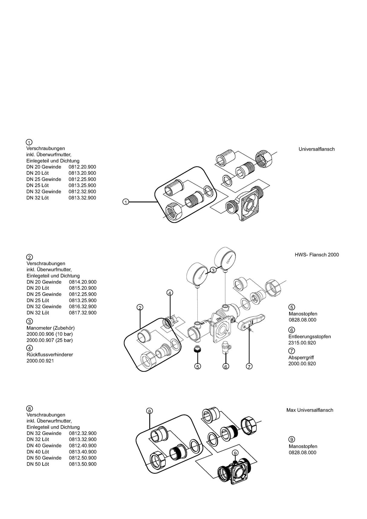 SYR Drufi-Universalflansch 2315 mit Verschraubungen