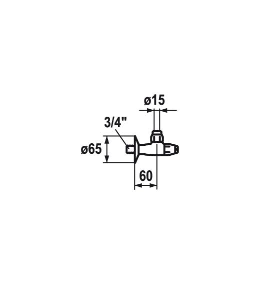 KWCEckregulierventil 3/4" mit Klemmringverschraubung, ganzchrom A 60