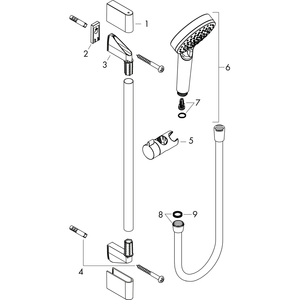 hansgrohe Crometta Brauseset 100 Vario mit Brausestange 90 cm, Weiß/Chrom