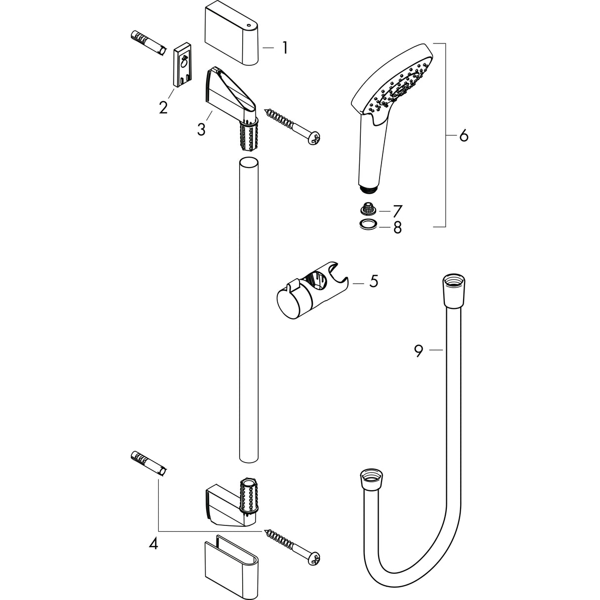 hansgrohe Croma Select S Brauseset 110 Vario mit Brausestange 90 cm, Weiß/Chrom