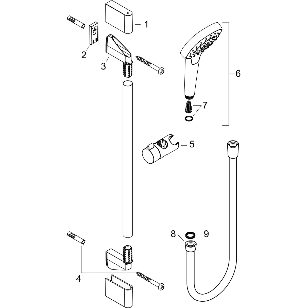 hansgrohe Croma Select E Brauseset 110 Multi mit Brausestange 90 cm, Weiß/Chrom
