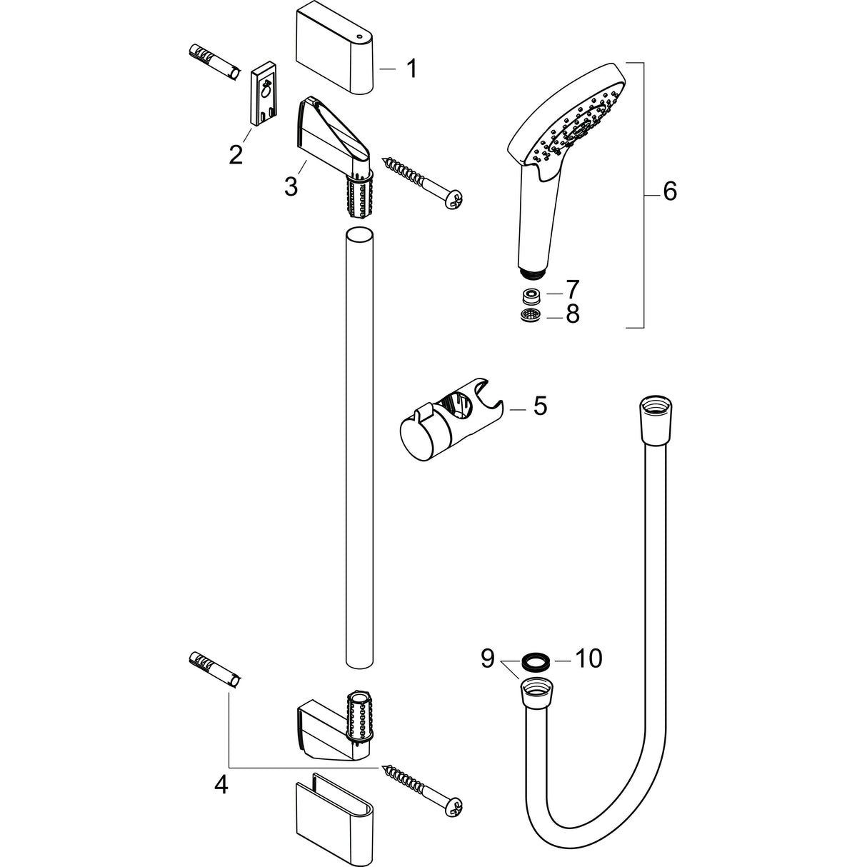 hansgrohe Croma Select E Brauseset 110 Multi EcoSmart mit Brausestange 90 cm, Weiß/Chrom