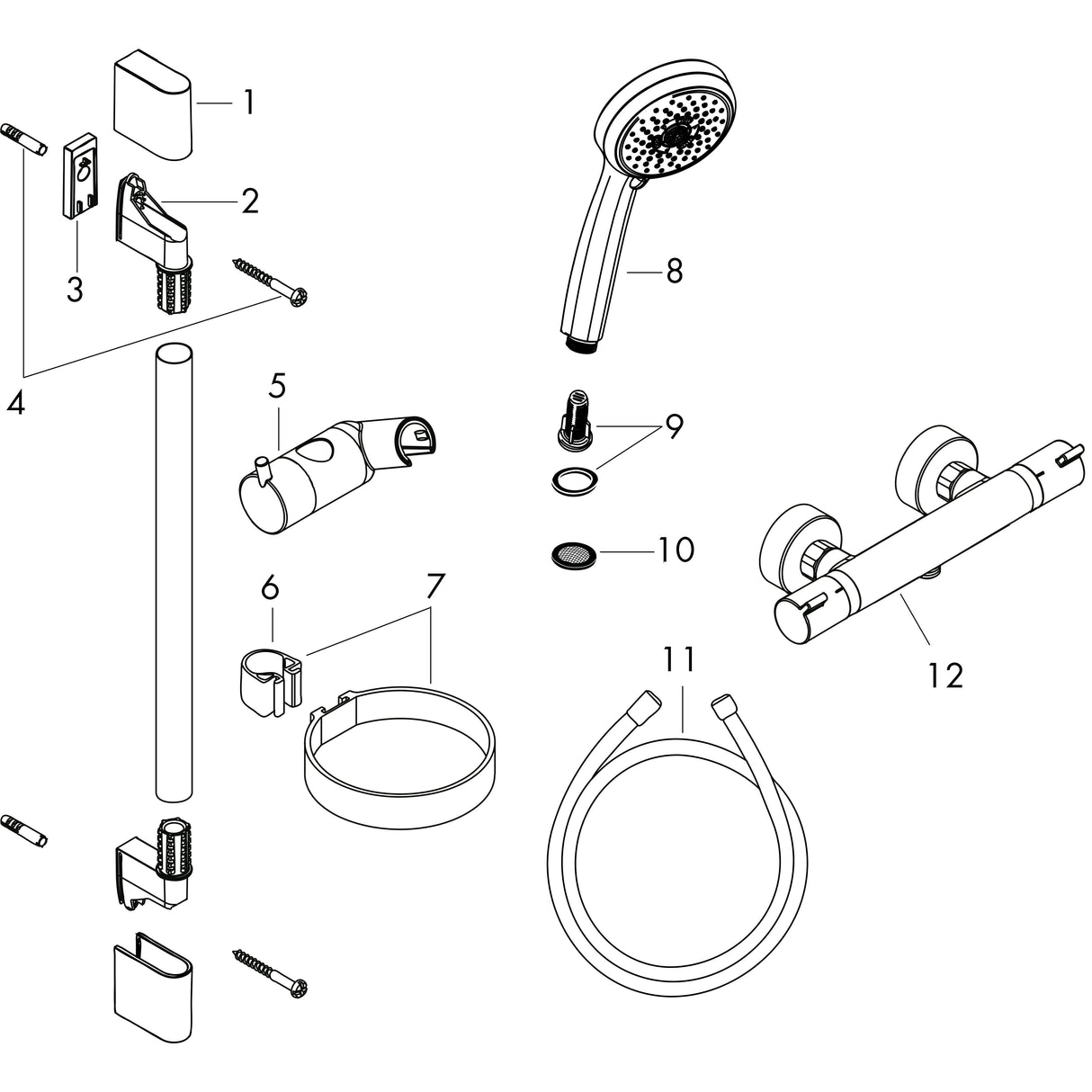 hansgrohe Croma 100 Brausesystem Aufputz Multi mit Ecostat Comfort Thermostat und Brausestange 90 cm, Chrom