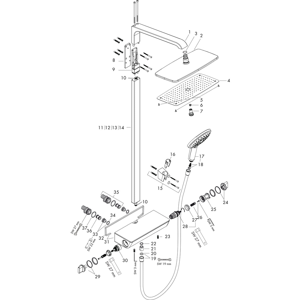 hansgrohe Raindance E Showerpipe 360 1jet mit Thermostat