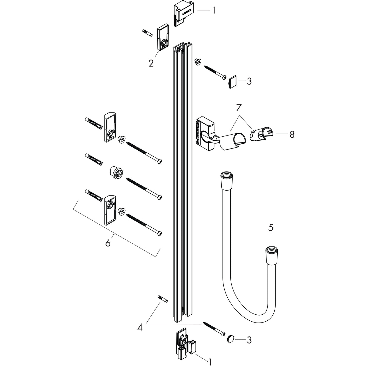 hansgrohe Unica Brausestange Raindance 90 cm mit Isiflex Brauseschlauch 160 cm, Chrom