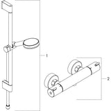 hansgrohe Crometta Brausesystem Aufputz Vario mit Ecostat 1001 CL Thermostat und Brausestange 90 cm, Weiß/Chrom