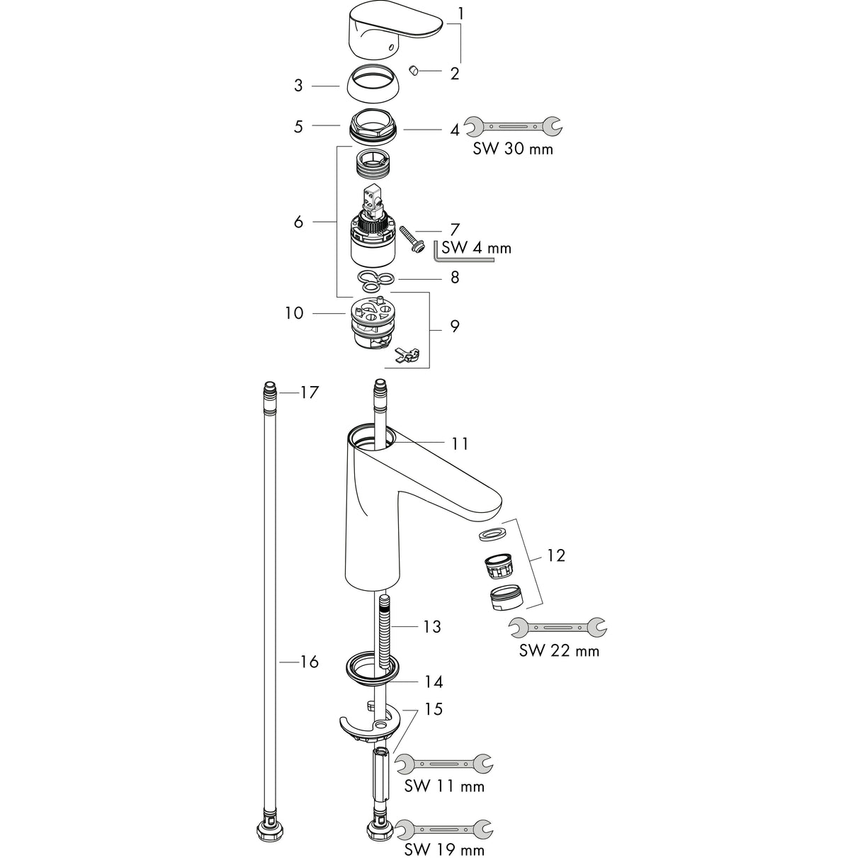 hansgrohe Focus Einhebel-Waschtischmischer 100 ohne Ablaufgarnitur, Chrom