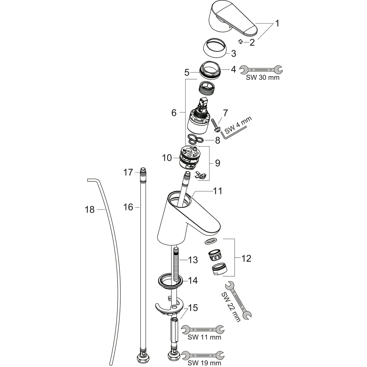 hansgrohe Focus Einhebel-Waschtischmischer 70 mit Zugstangen-Ablaufgarnitur, Chrom
