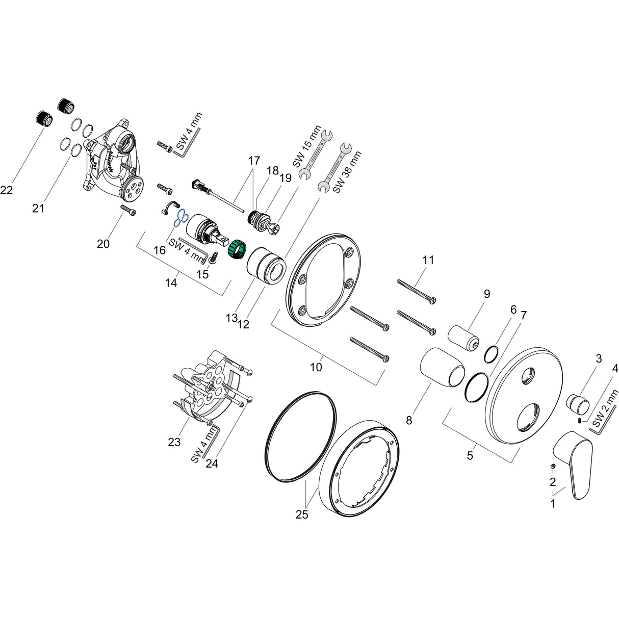 hansgrohe Focus Einhebel-Wannenmischer Unterputz für iBox universal, Chrom