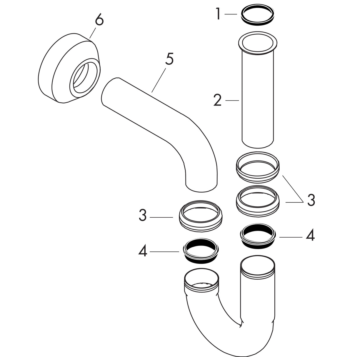 hansgrohe Röhrensiphon Standardmodell, Chrom