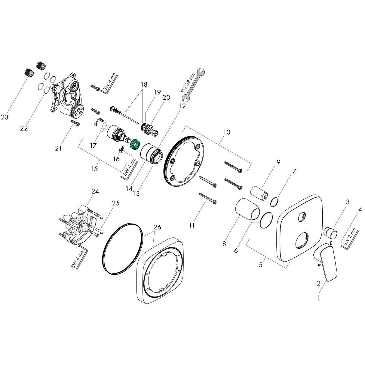 hansgrohe Logis Einhebel-Wannenmischer Unterputz für iBox universal, Chrom