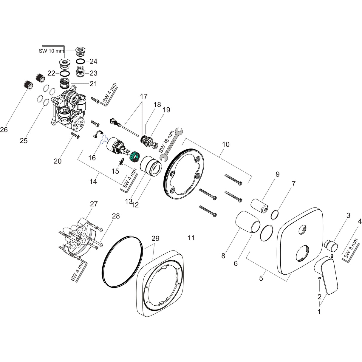 hansgrohe Logis Einhebel-Wannenmischer Unterputz mit integrierter Sicherungskombination nach EN1717 für iBox universal, Chrom