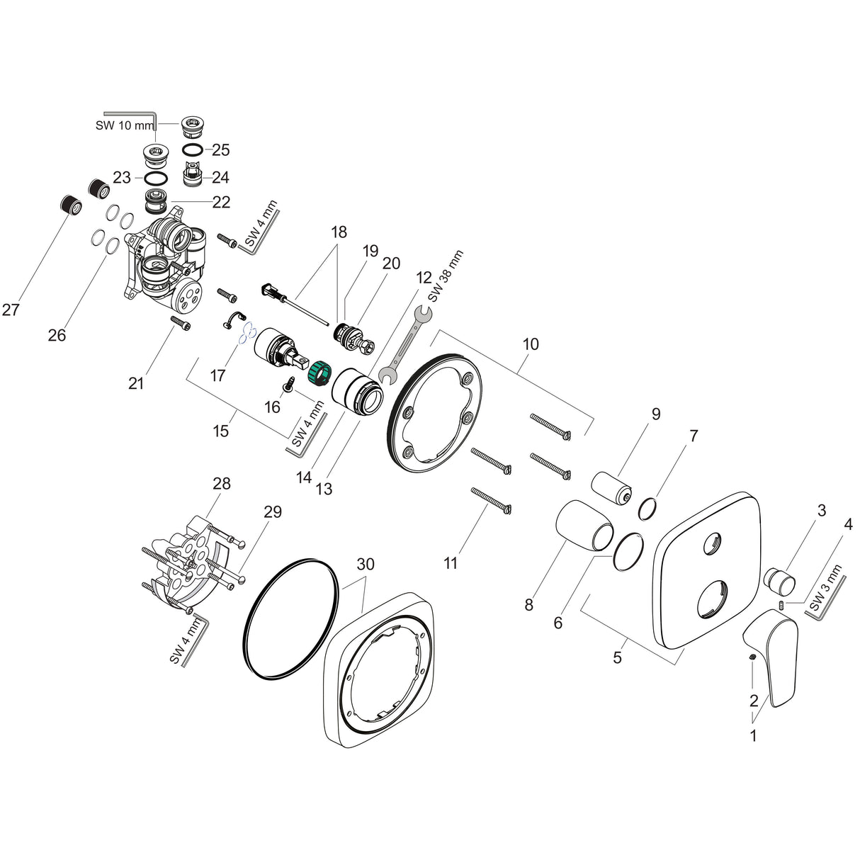 hansgrohe Talis E Einhebel-Wannenmischer Unterputz mit integrierter Sicherungskombination nach EN1717 für iBox universal, Chrom