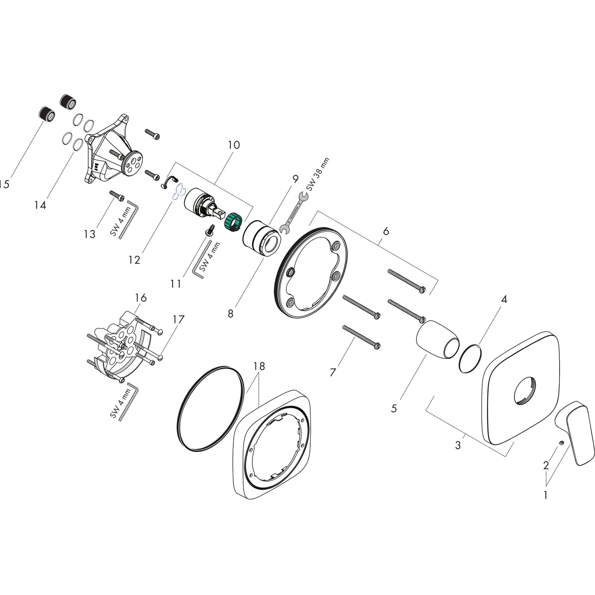 hansgrohe Logis Einhebel-Brausemischer Unterputz für iBox universal, Chrom