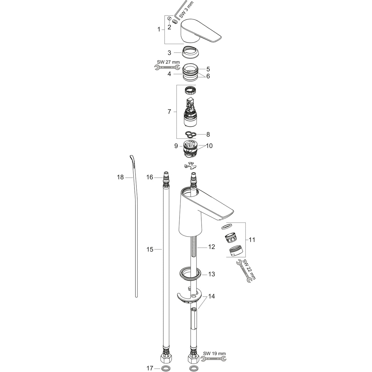 hansgrohe Talis E Einhebel-Waschtischmischer 80 mit Zugstangen-Ablaufgarnitur, Chrom