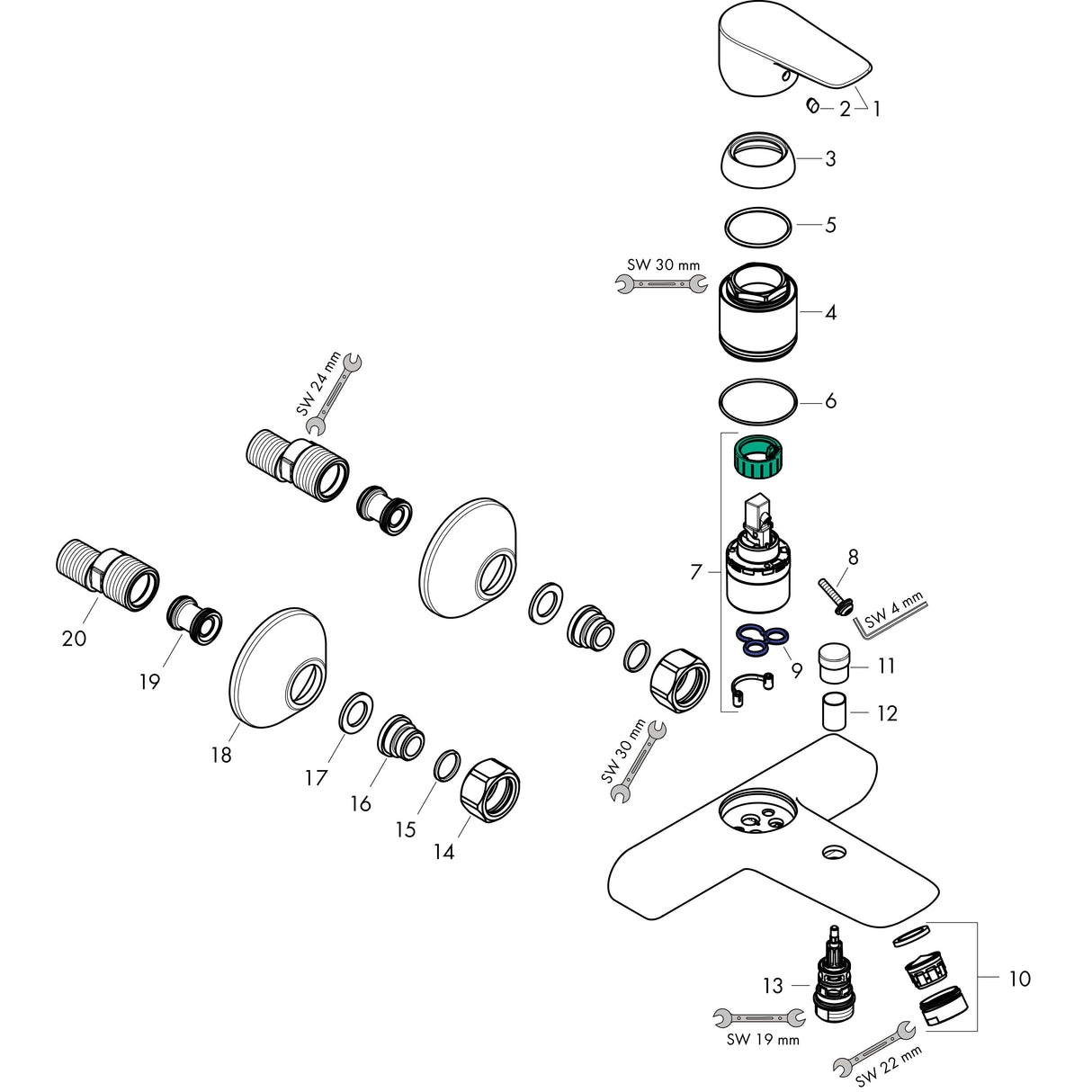 hansgrohe Talis E Einhebel-Wannenmischer Aufputz, Chrom
