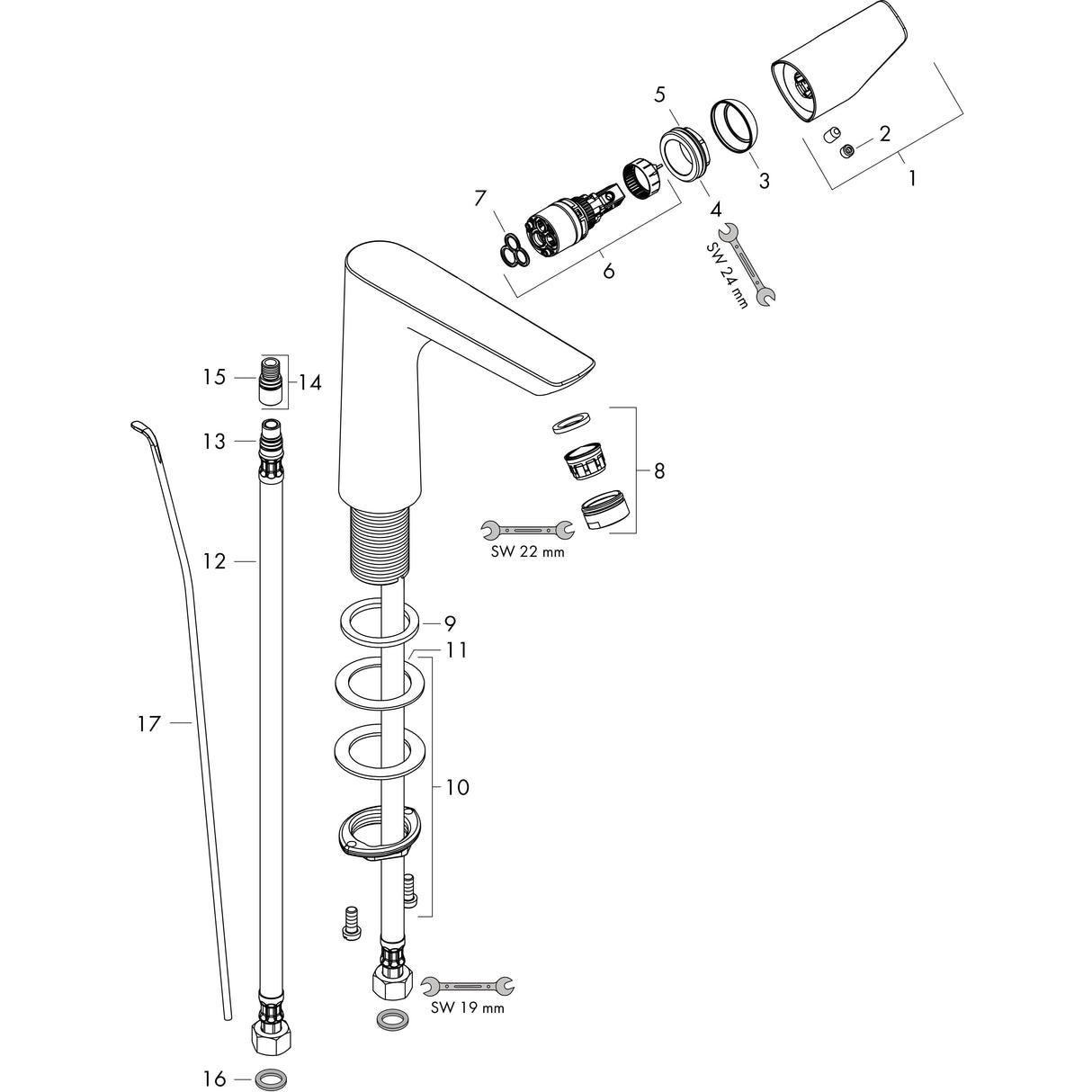 hansgrohe Talis E Einhebel-Waschtischmischer 150 mit Zugstangen-Ablaufgarnitur, Chrom