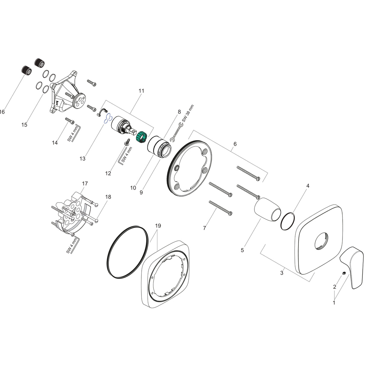 hansgrohe Talis E Einhebel-Brausemischer Unterputz für iBox universal, Chrom